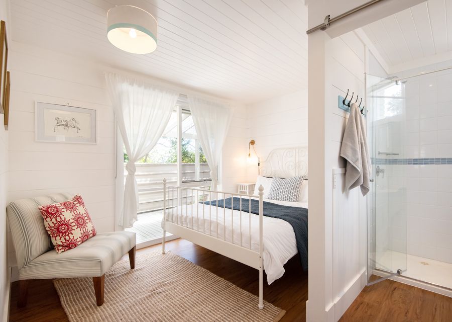 Cottage bedroom and bathroom