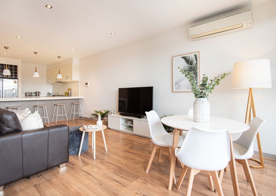 Living room with smart TV