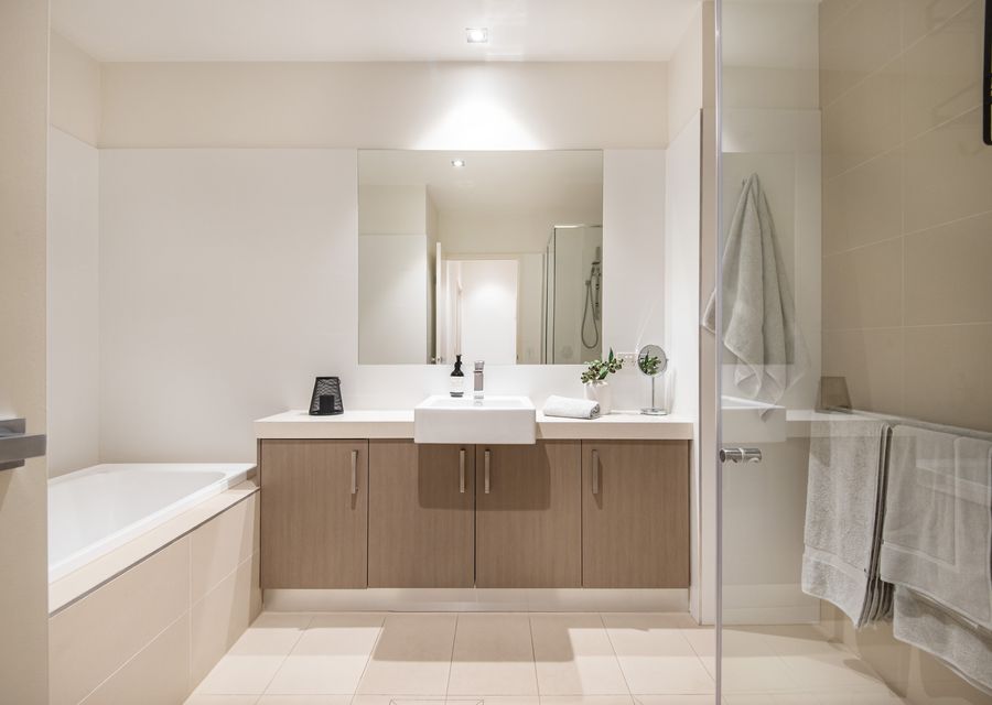 Stunning bathroom with bath and shower 