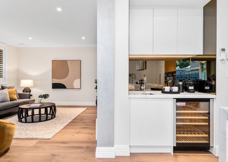 Coffee machine and wine fridge 