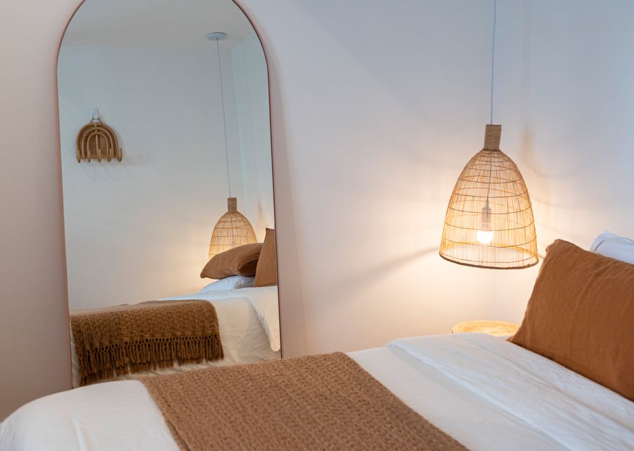 Stylish bedroom with comfortable king bed 