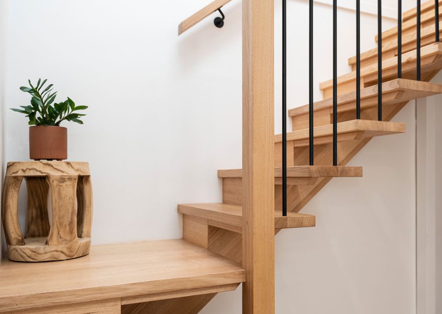 Stairs leading to upstairs bedroom