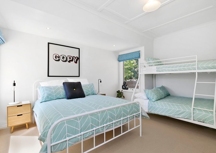 Bedroom two: Queen bed and double bunk with single above. Sleeping 5