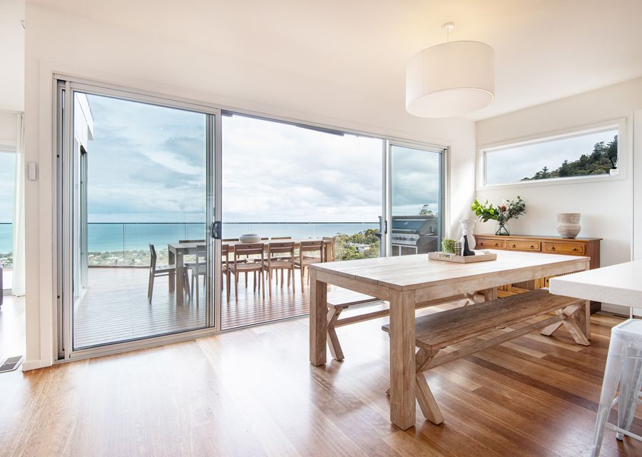 Indoor and outdoor dining with a view 