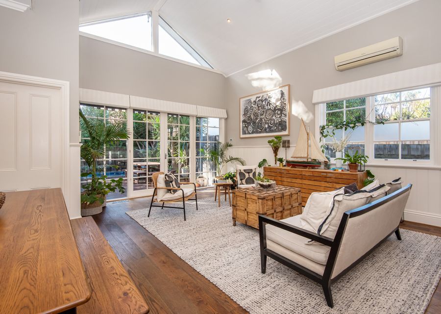 Spacious open plan with split system and french doors out the deck and pool