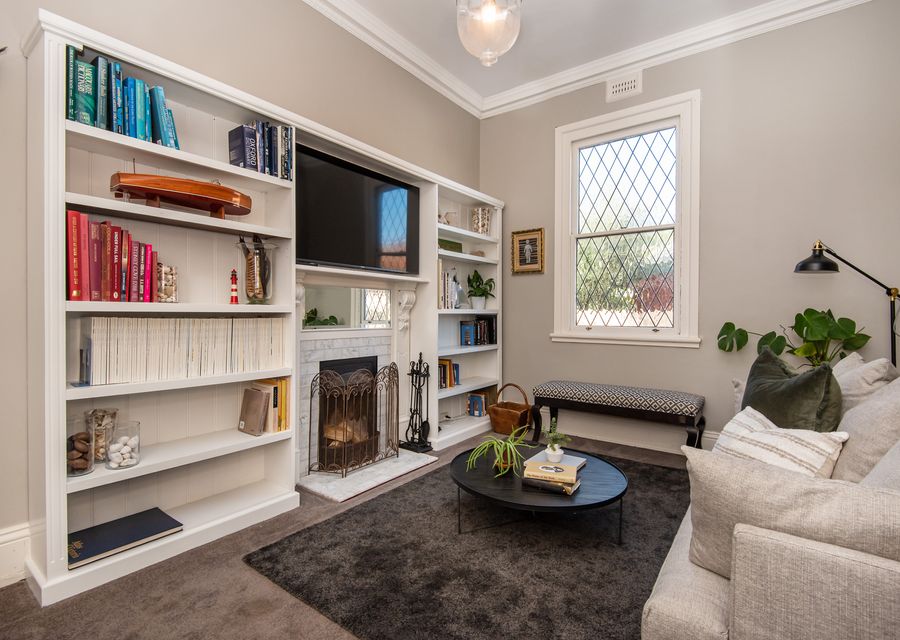 2nd living room with smart TV and open fire place