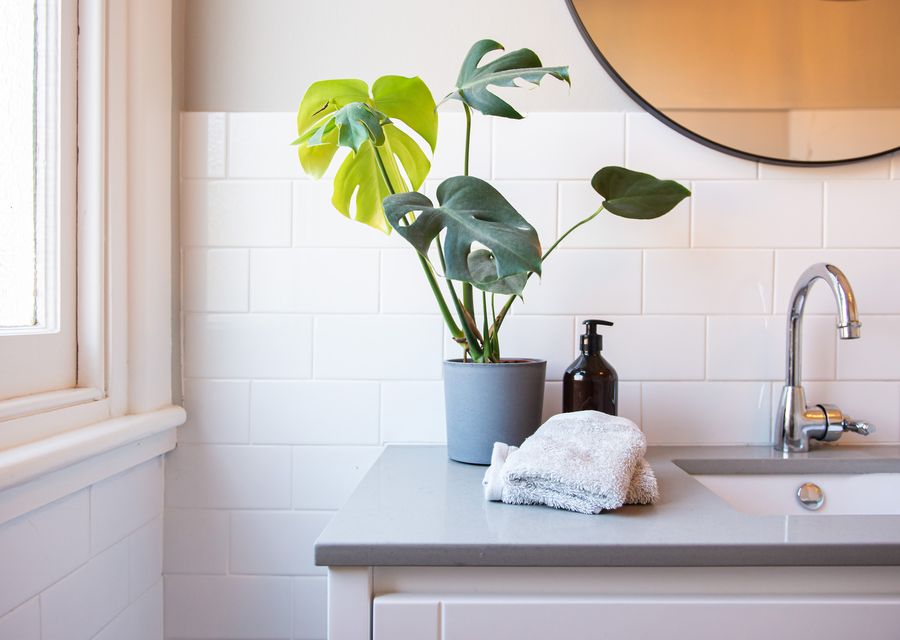 Single vanity in family bathroom