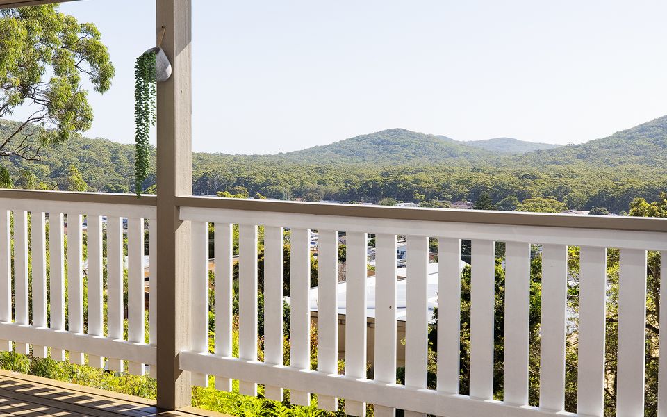 Balcony with hill views