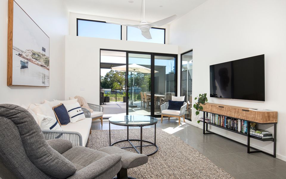 Latitude South Coast - south coast accommodation living room connected to front balcony