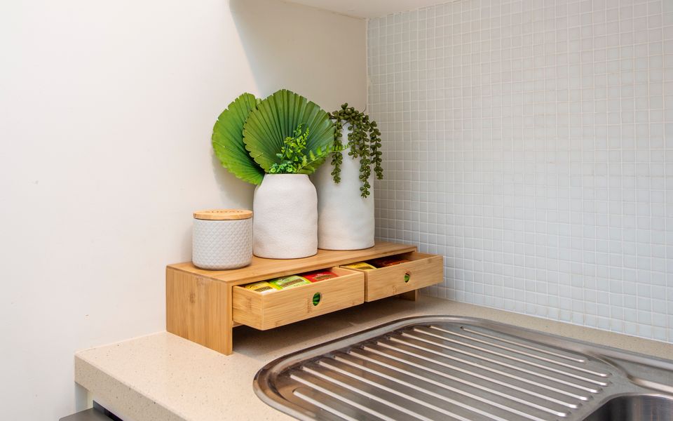 A small wooden cabinets