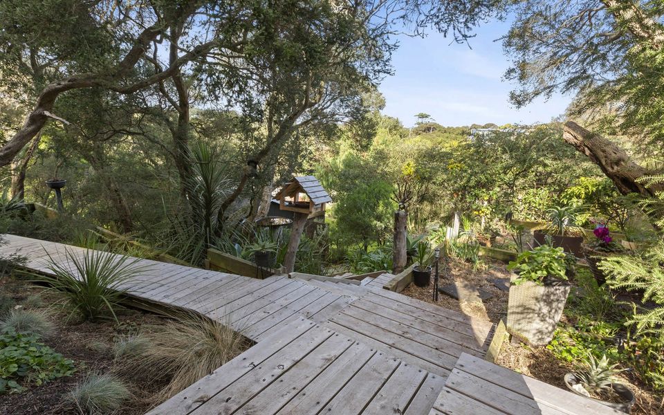 Fully landscaped back garden including veggie patch and fruit trees.