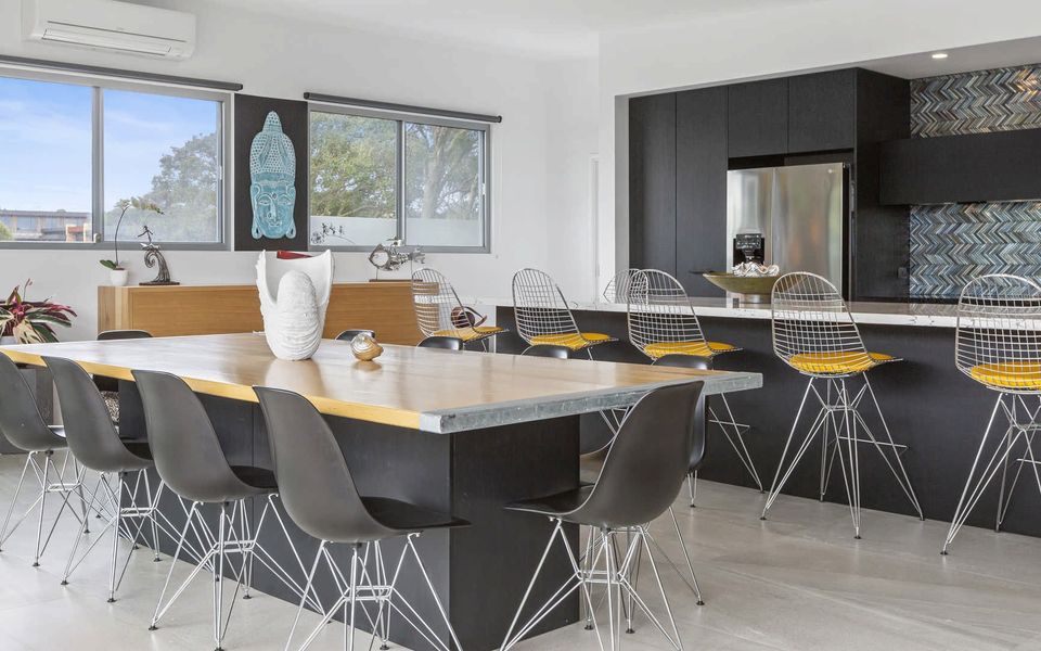 Open planned kitchen and dining area