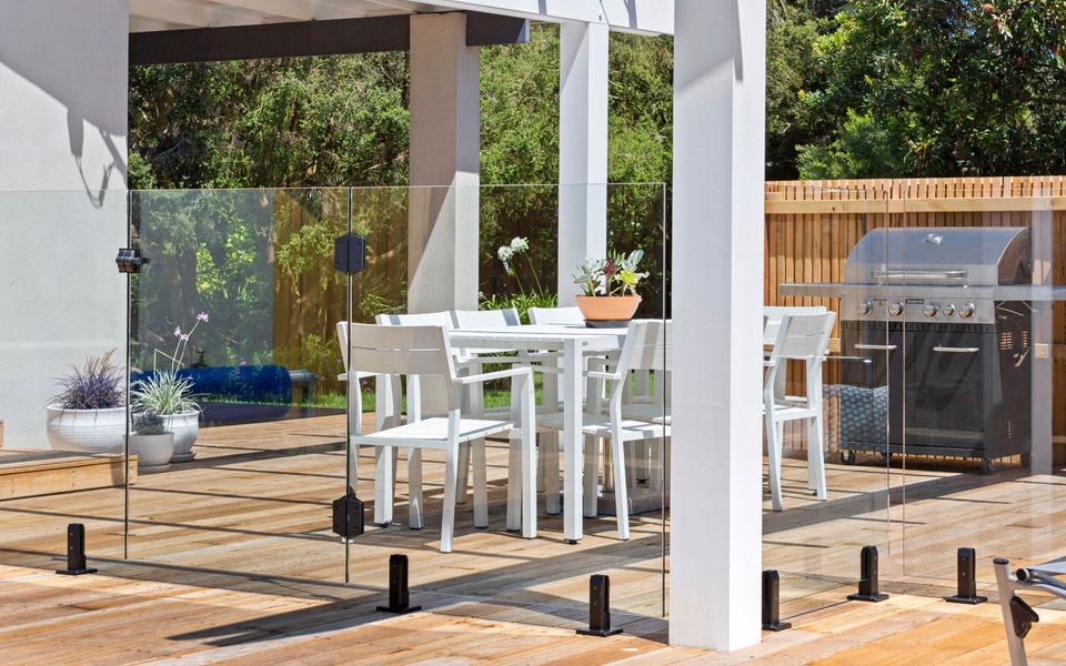Decked outdoor dining area