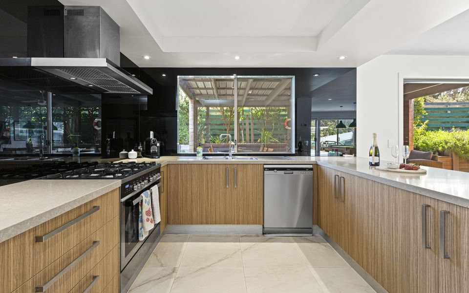 Kitchen with stainless steel appliances