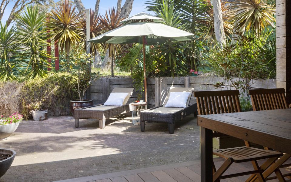 Patio with sun loungers