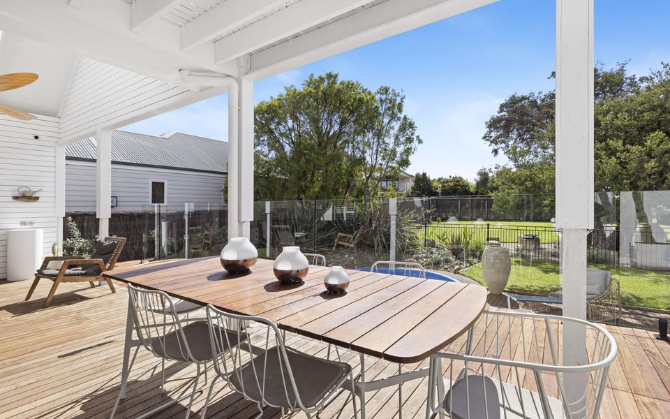 Undercover outdoor dining table for six