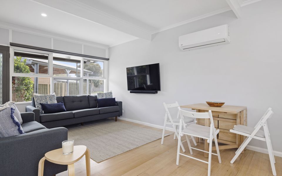 Living area with split system cooling and heating