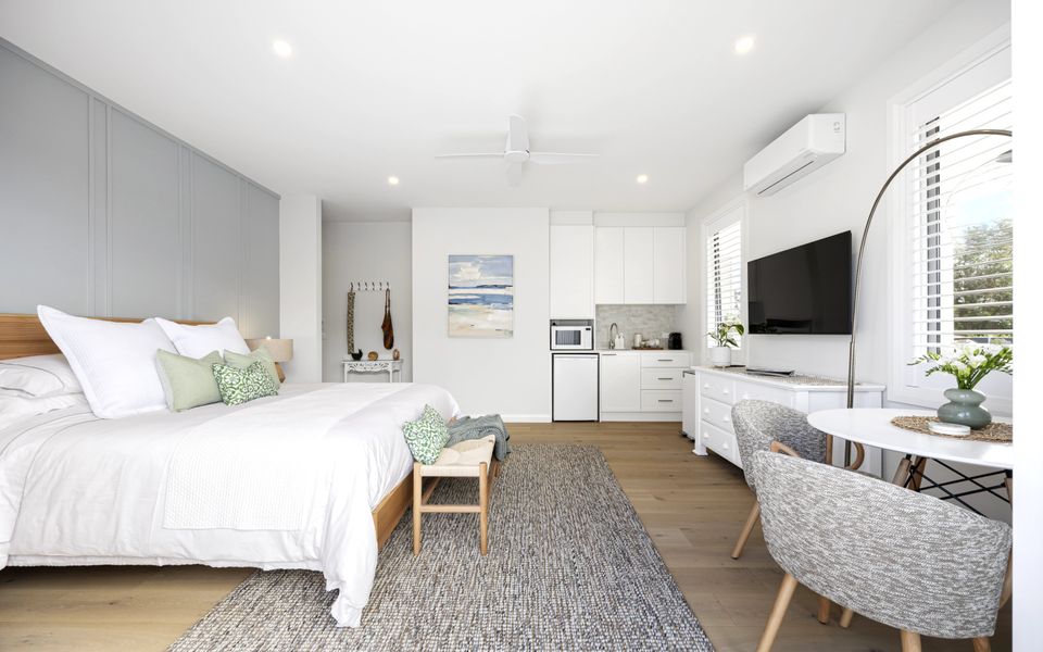 Smart TV and a small dining table for nights in after a day exploring