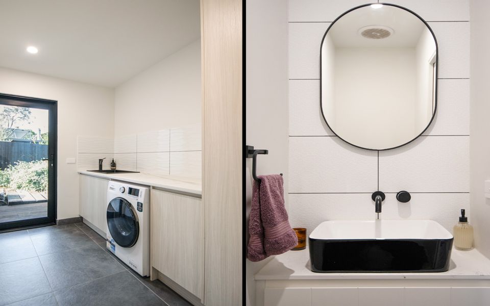 Laundry and adjacent powder room