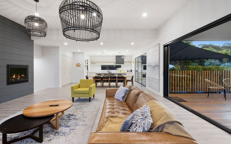 Open plan living, dining and kitchen area