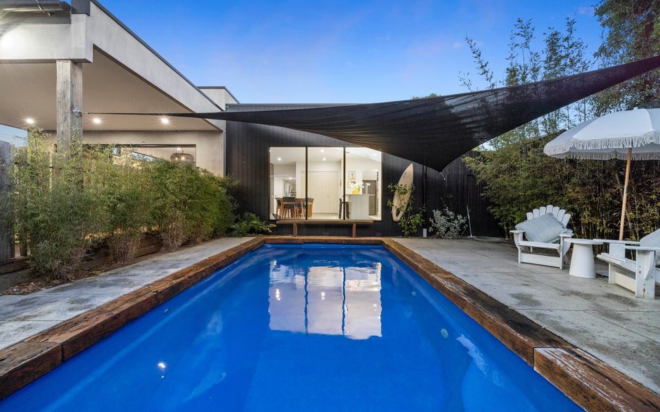 Solar heated pool during summer months