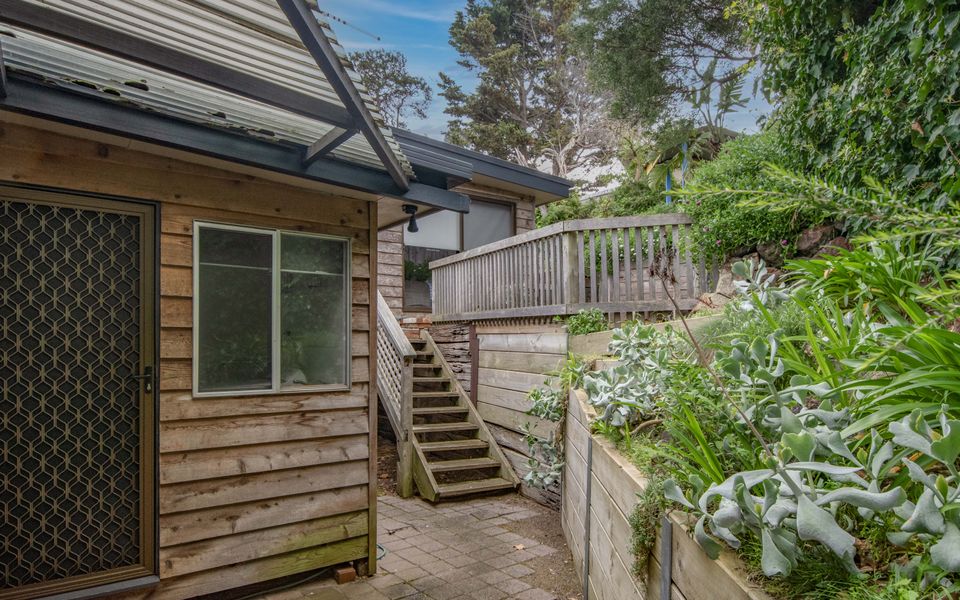 Back patio and terraced gardens