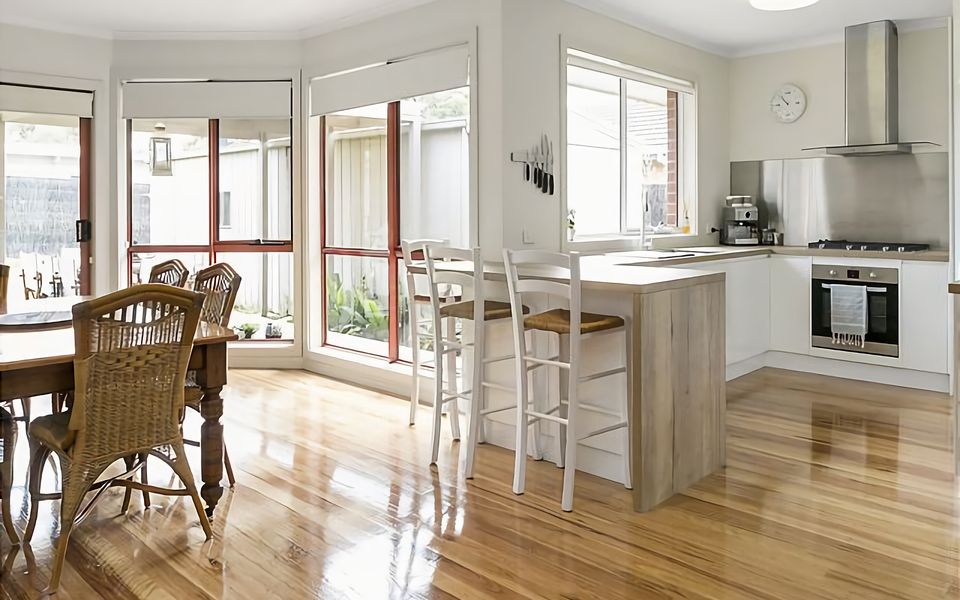 Spacious kitchen and dining.