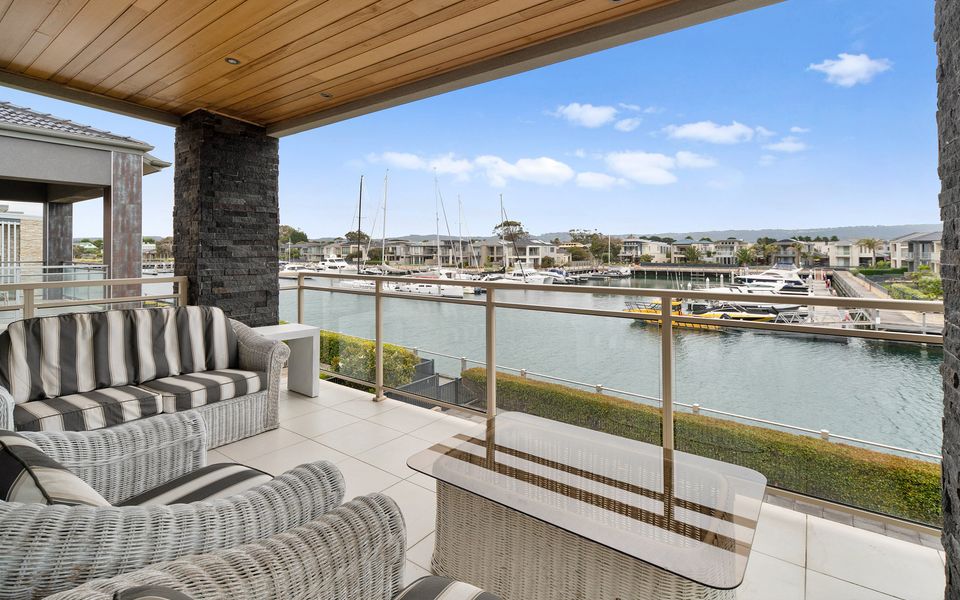 View of Martha Cove Marina from balcony of the master bedroom