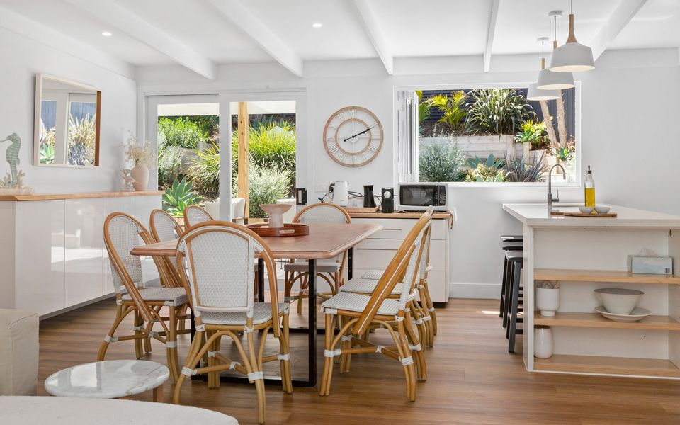 Dining area seats eight