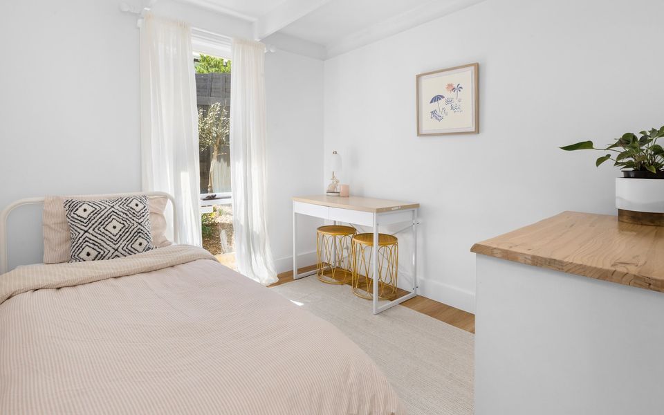 Single bedroom with desk - Porta cot is available if required.